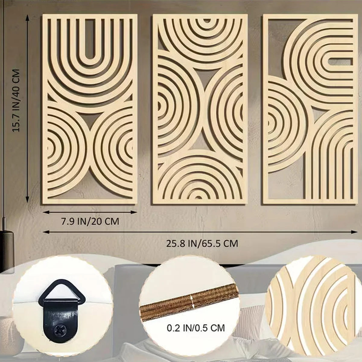 Three-Piece Abstract Wooden Wall Art - product image 08